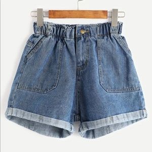 Plus rolled hem denim shorts